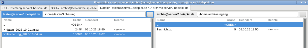 Zwei Verbindungen: Dateien direkt von Server zu Server kopieren.